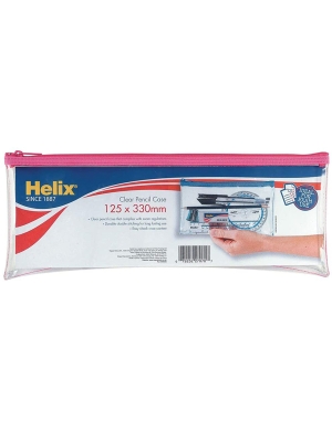 Helix Clear PVC Pencil Case Large - Pink